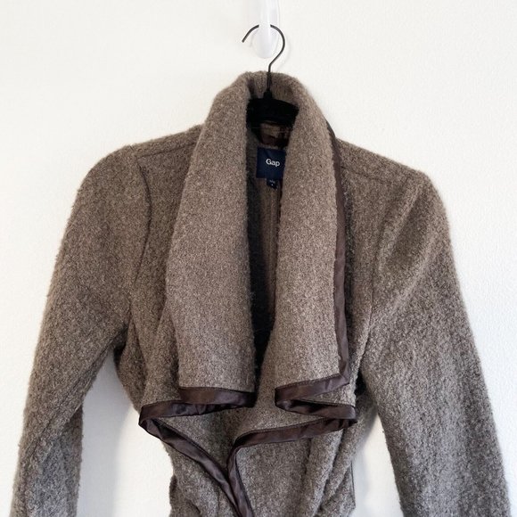 Gap Jacket Women’s Small Brown Wool Blend Wrap Sweater Removable Belt Relaxed - Picture 4 of 10